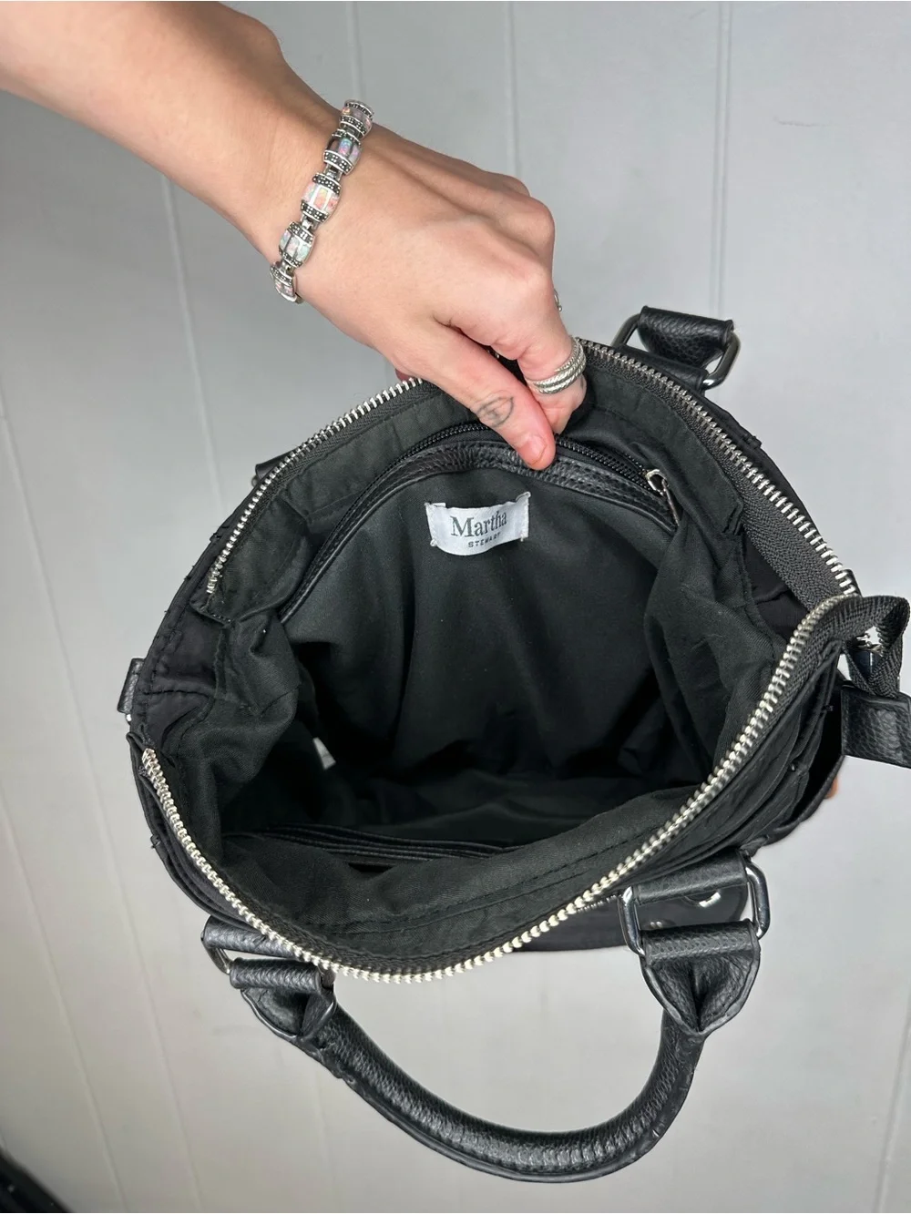 Black Women's Top-Handle Tote with Front Zip Pocket